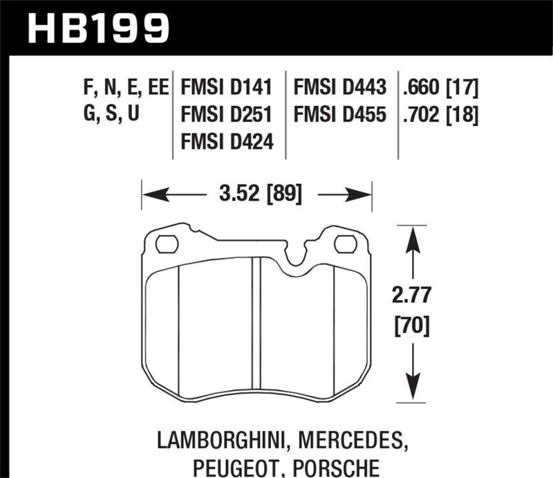 Hawk Performance HB199U.702 DTC-70 Disc Brake Pad For 86-89 Mercedes 560SL