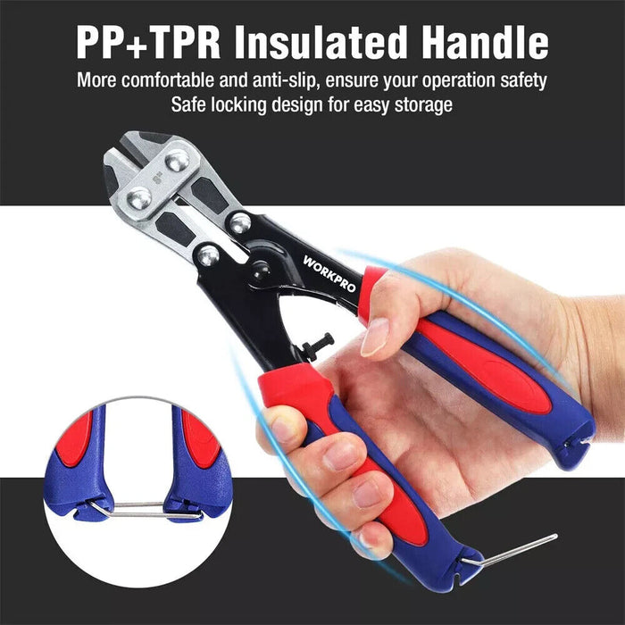 WORKPRO Mini Bolt Cutter 8"/210mm Bolt Cutter Wire Cable Cutter With Rubber Grip