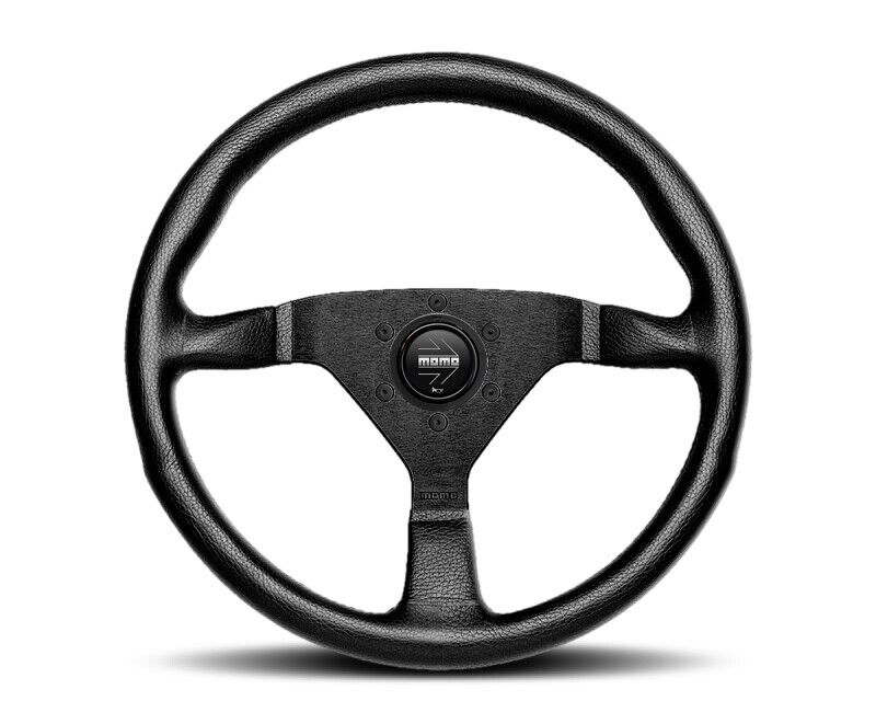 Momo Montecarlo Steering Wheel 350 mm - Black Leather/Black Stitch/Black Spokes