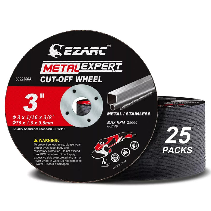 EZARC Cut Off Wheels 25 Pack 3” x 1/16” x 3/8” Cutting Wheel Metal & Stainles...