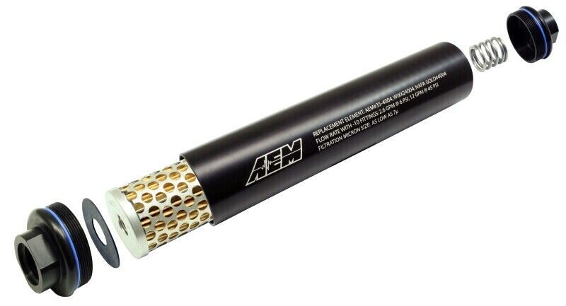 AEM Universal -10AN High Volume Fuel Filter Black Aluminum Anodized 25-201BK