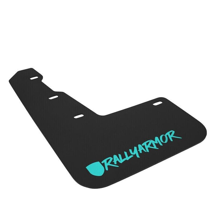 Rally Armor MF32-UR-BLK/TL-X Black Mud Flap/Altered Font Teal Logo