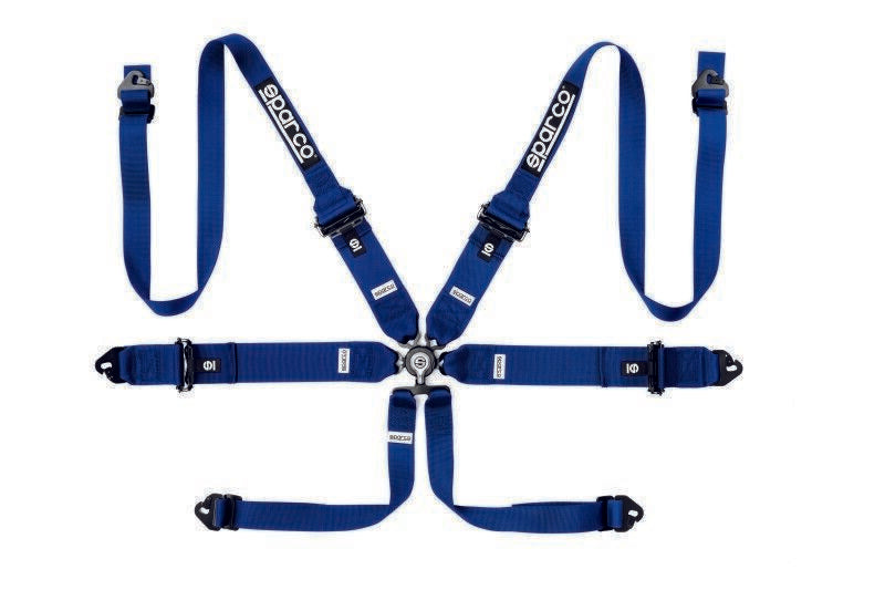 Sparco 04818RHAL1AZ Competition Series Safety Harness 6 Point Hans Aluminum