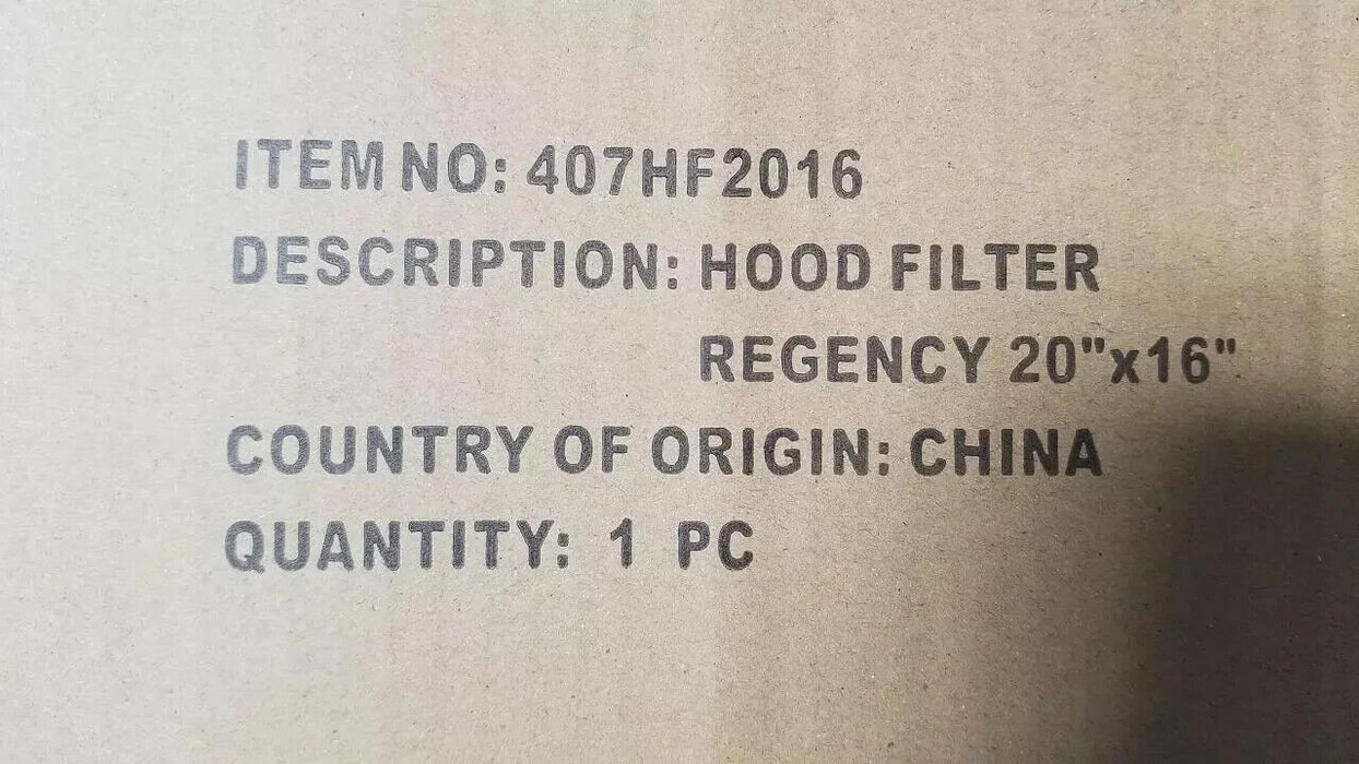 Stainless Steel Hood Filters REGENCY 16 x 20 x 2 New #407hf2016  Lot of 1