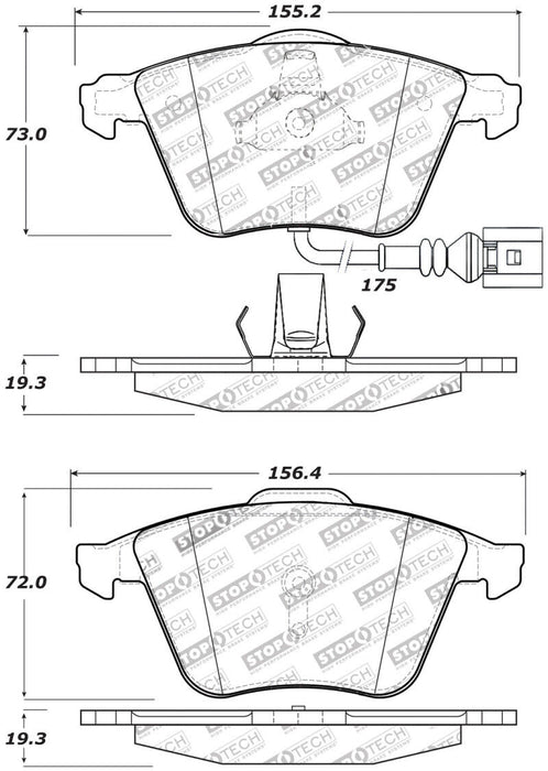 StopTech 309.11110 Sport Disc Brake Pad Set with Shims and Hardware