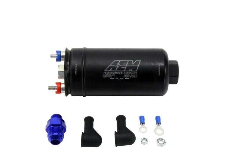 AEM 50-1005 400LPH Inline High Flow Fuel Pump - Inlet -8 AN and -6AN Outlet