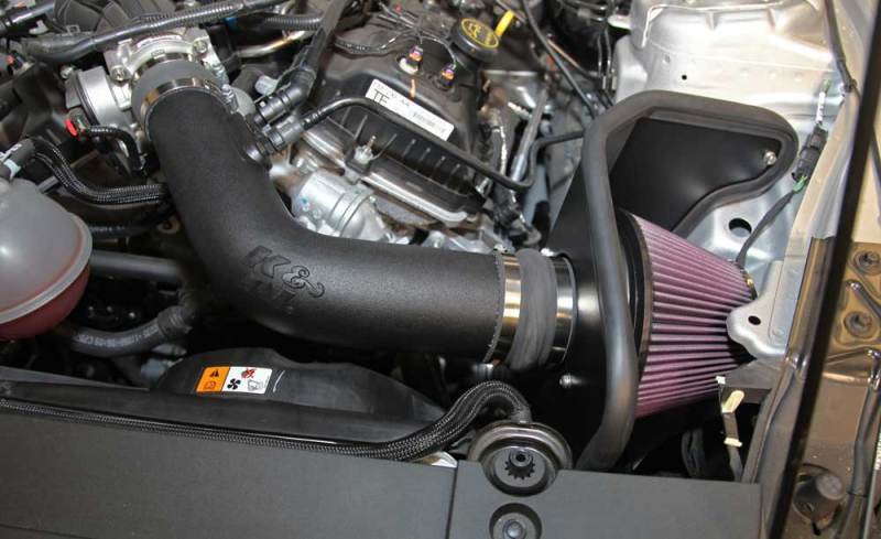 K&N 57-2594 Black Cotton Gauze Performance Air Intake System for 15-17 Mustang