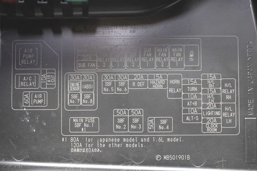 2006-2007 Subaru Impreza WRX STI Fuse Box Relay Cover OEM 06-07