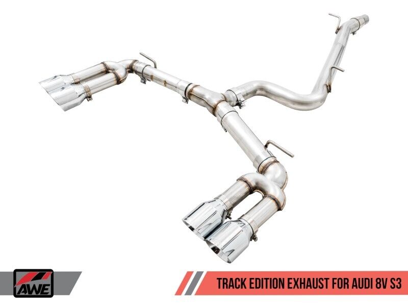 AWE 3015-42142 Tuning for Audi 8V S3 Track Edition Exhaust w/ Silver Tips 102mm