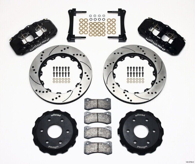 Wilwood 140-9789-D Disc Brakes W6A Slotted/Drilled Rotors 6-Piston Black Caliper