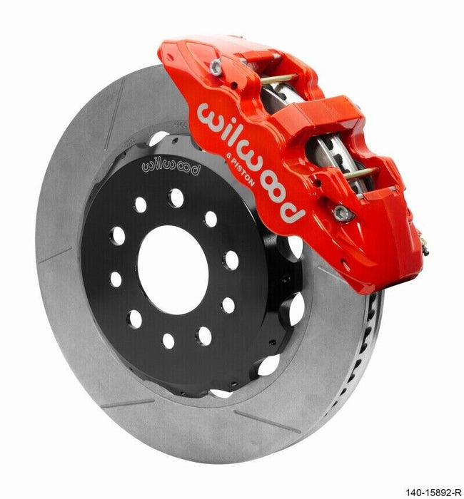 Wilwood 140-15892-R Aero6 Front Brake Kit For Jeep Wrangler Jl Slotted Red Kit