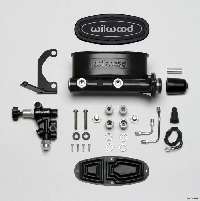 Wilwood 261-13269-BK H/V Tandem Master Cylinder Kit, Brkt/Valve, 1 In.