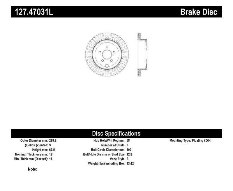 StopTech 127.47031L Sport Cross-Drilled And Slotted Disc Brake Rotor