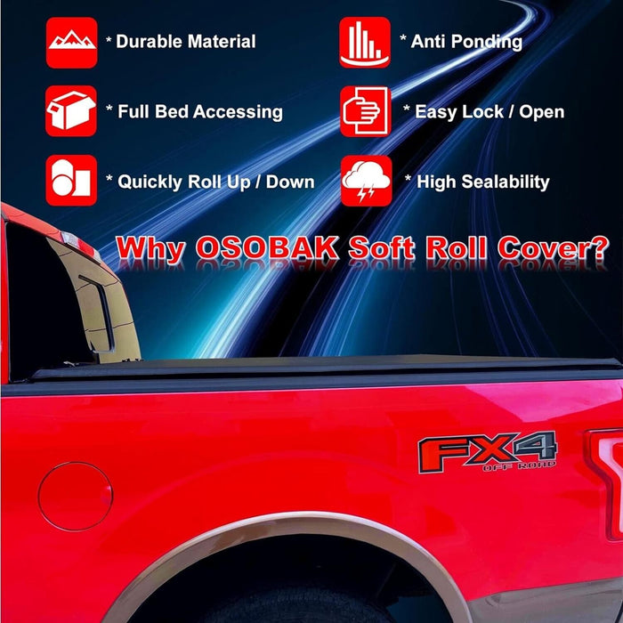 Soft Roll Up Truck Bed Tonneau Cover 5.5ft for 2014-2022 Toyota Tundra Pickup