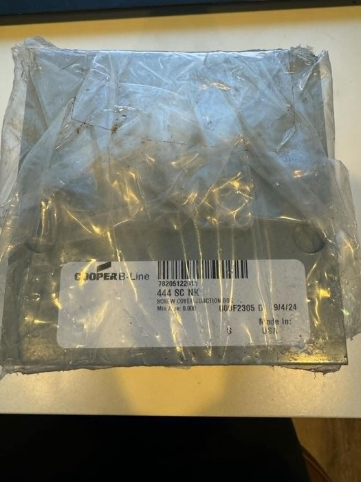 Cooper B-Line 444 SC NK Screw Cover Junction Box 4x4x4 New