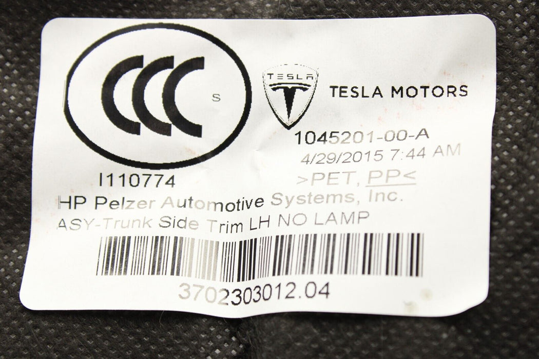 2015 Tesla Model S Left Trunk Cargo Liner Assembly 1045201-00-A OEM 12-15