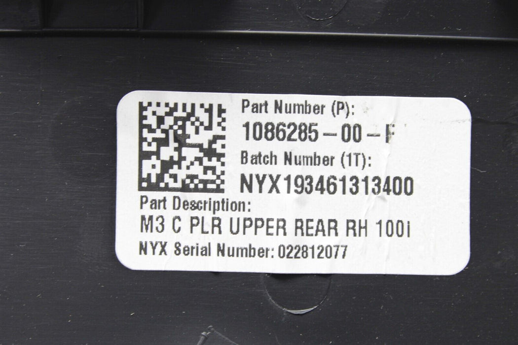 2020 Tesla Model 3 Right Upper C Pillar 1086285-00-F Factory OEM 17-20