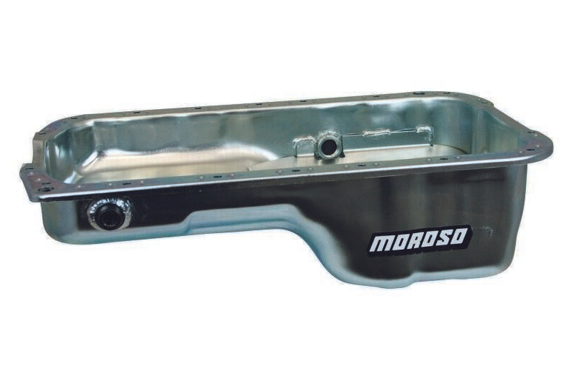 Moroso 20916 Engine Oil Pan Stock Rep Left Sump 4 qt 5-1/4in Deep Baffled