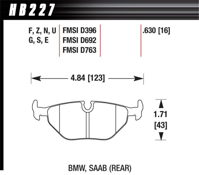 Hawk Performance HB227E.630 Blue 9012 Disc Brake Pad For BMW 3/5/7 Series