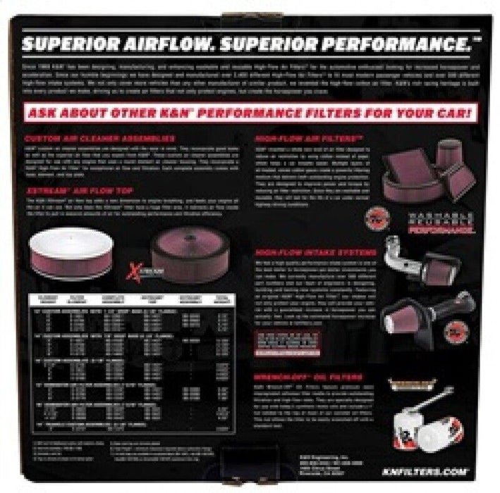 K&N 60-1280 Universal 14" Dia. Custom Racing Cotton/Chrome Air Filter Assembly