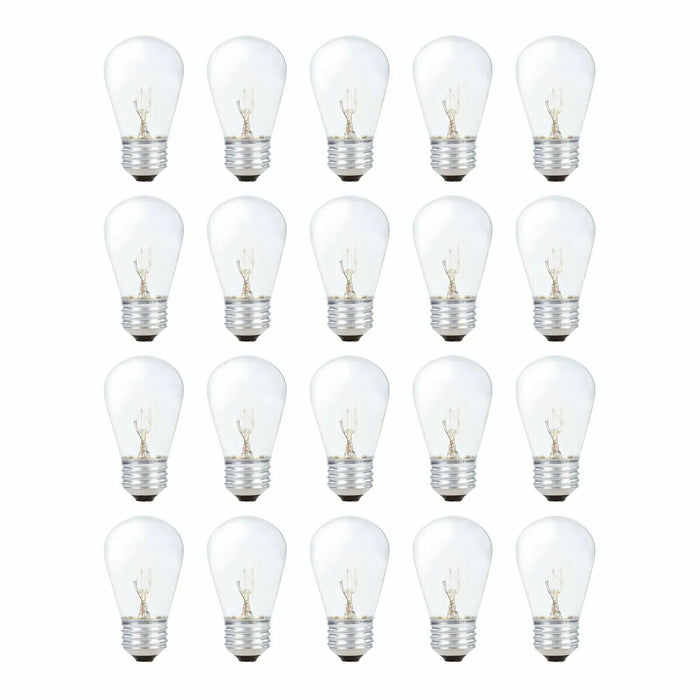 [20 Pack] Simba Lighting String S14 Replacement Bulb 11W E26 Base, Clear Glass