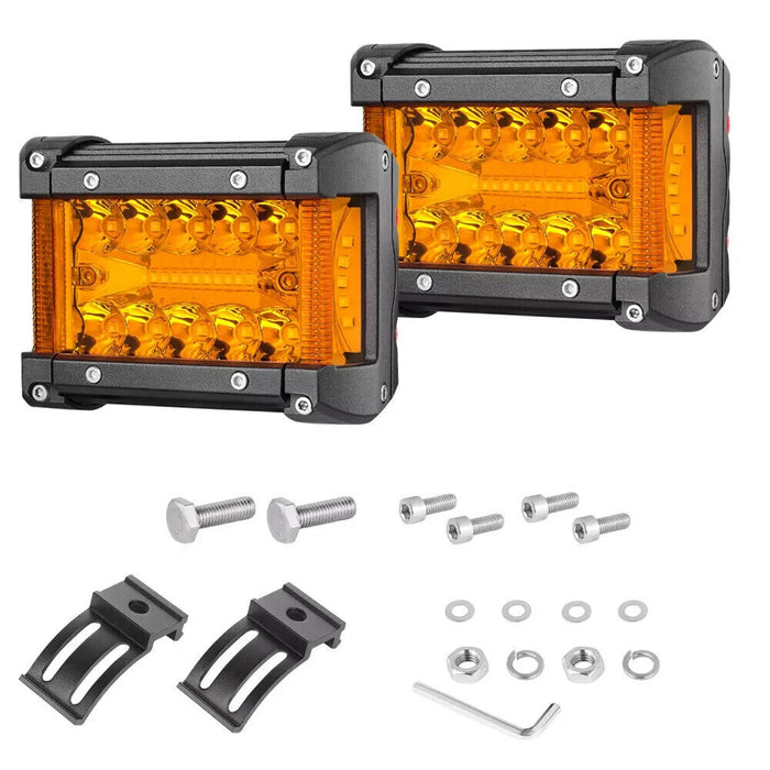 480W 4inch Trip-Row LED Cube Pods Offroad Spot Flood Work Light Bar Driving