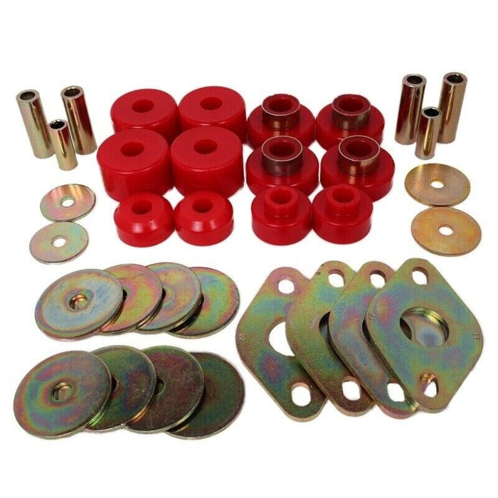 Energy Suspension 8.4109R Body Mount Bushing Kit Red For 05-13 Toyota Tacoma