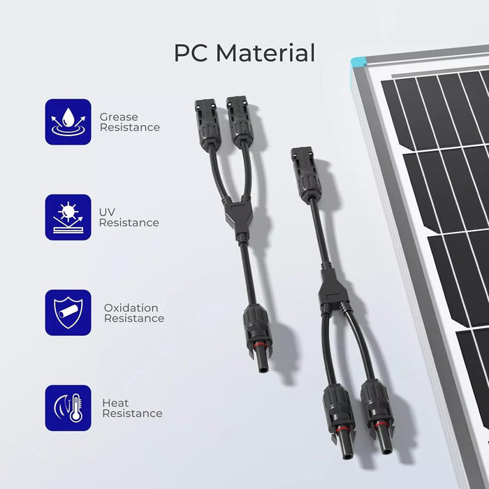 For Renogy Solar Connectors Parallel Adapter Cable Upgrade-1 Pair Y Branch