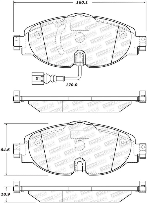 StopTech 308.17600 Street Front Disc Brake Pad Set with Shims For Audi A3