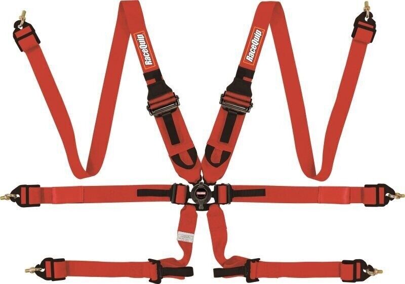 RaceQuip FIA 6 Point Camlock Harness Set Red 3 in. to 2 in. 855015