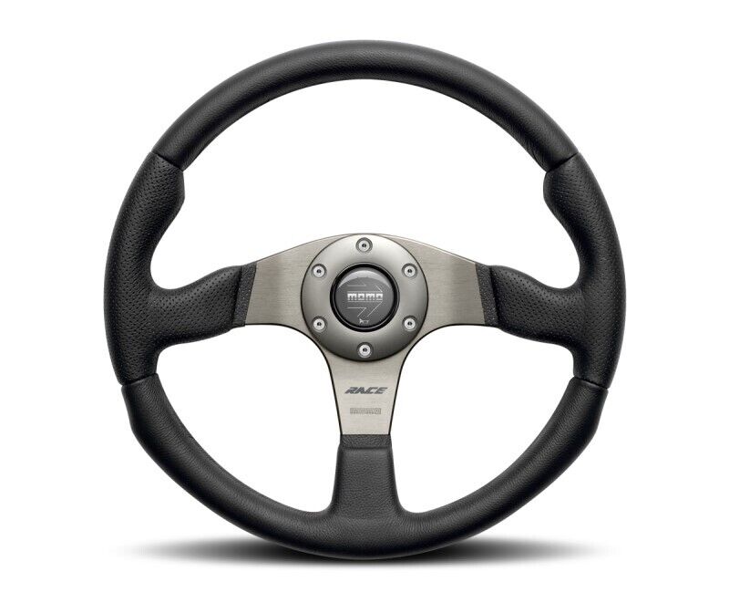 Momo Race Steering Wheel 350 mm - Black Leather/Anth Spokes