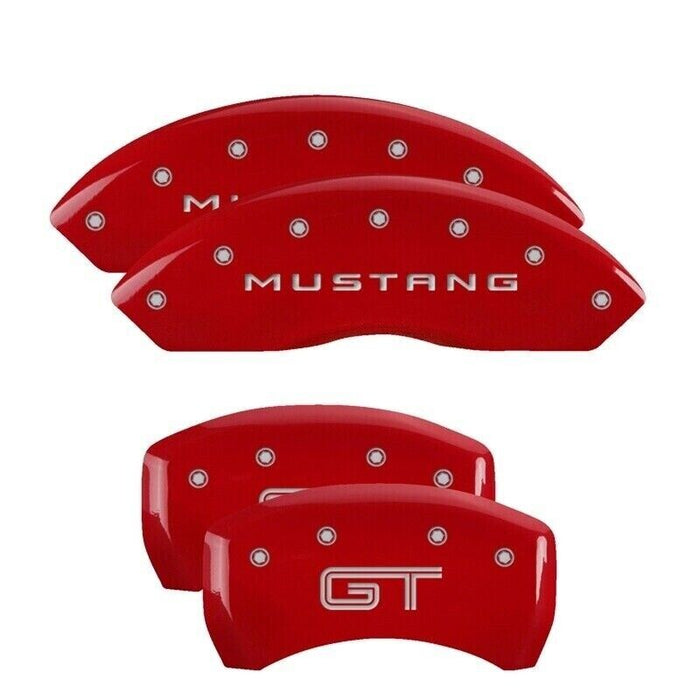 MGP Caliper Covers Red Silver Mustang / GT For 2010-2014 Ford Mustang