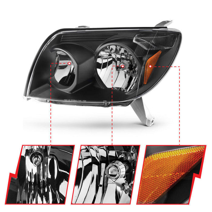 Anzo 111394 Clear Lens / Black Housing Headlights for 2003-2005 Toyota 4 Runner