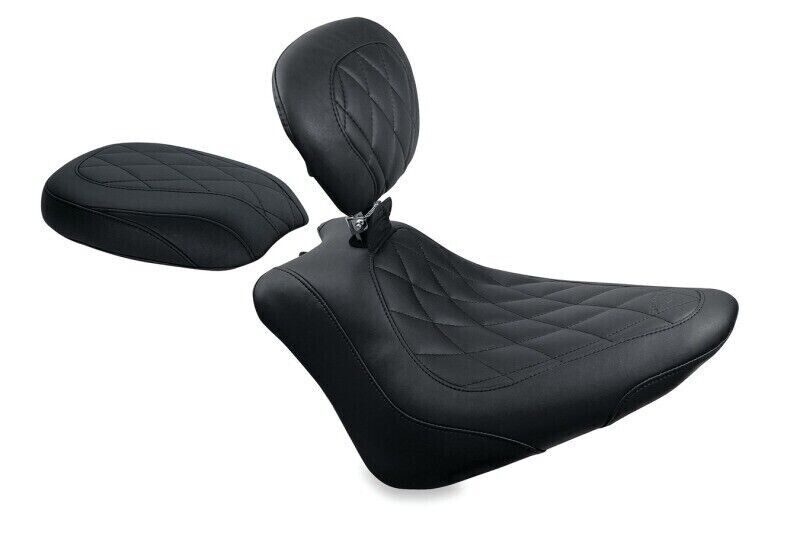 Mustang Motorcycle Products Wide Tripper Rear Seat - Diamond - Black 76763