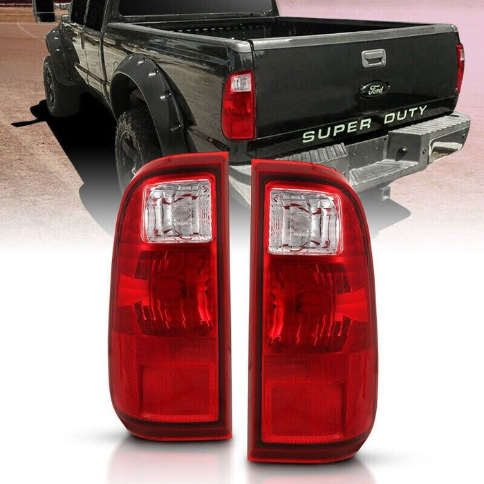 Anzo 311305 Chrome/Red Factory Style Tail Lights for 08-16 Ford F-250 Super Duty