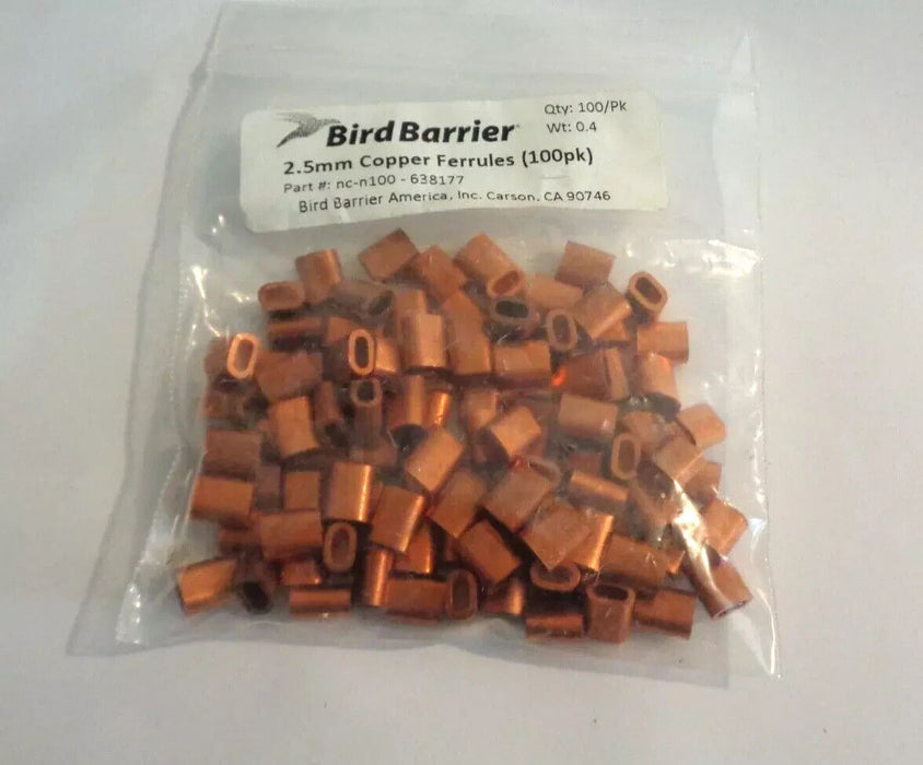 Bird Barrier 2.5 mm Copper Ferrules, Pack of 100