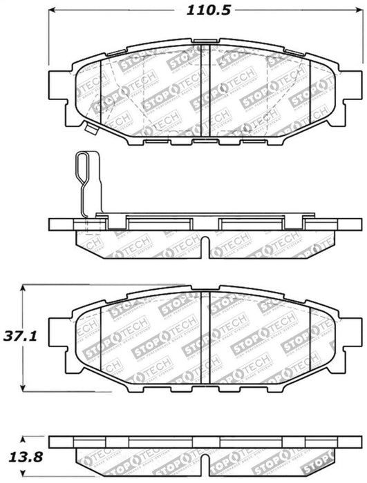 StopTech 309.11140 Sport Performance Rear Brake Pads for 2012-2019 Subaru WRX