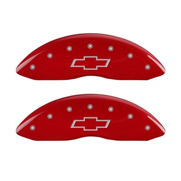 MGP Caliper Covers 14004SBOWRD Set of 4: Red Finish Silver Bowtie