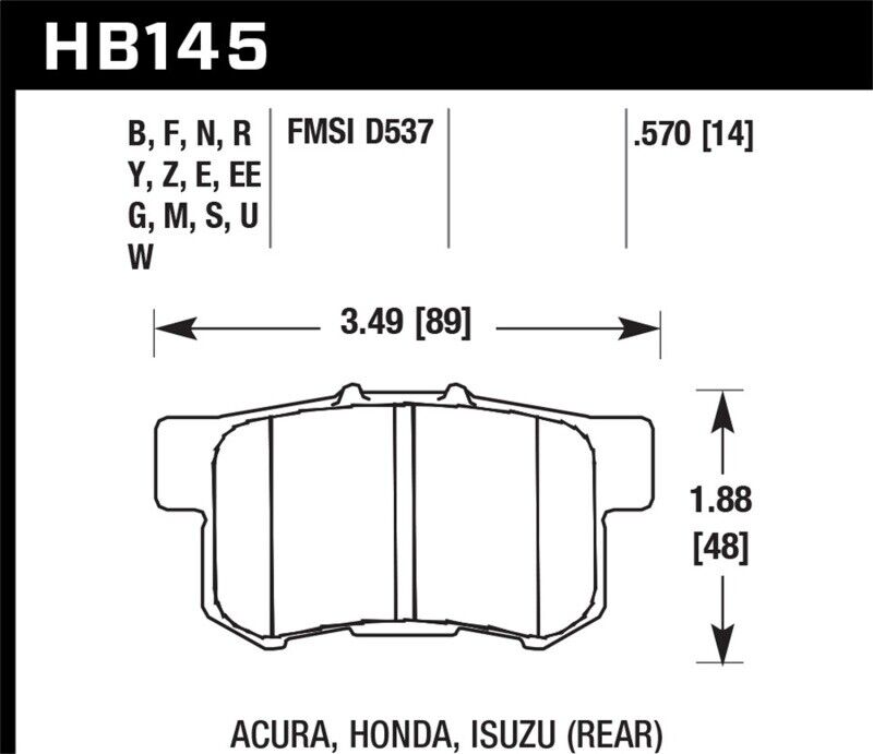 Hawk Performance HB145G.570 DTC-60 Disc Brake Pad For 00-09 S2000