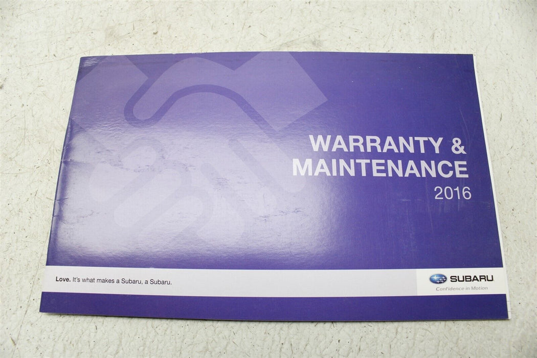 2016 Subaru WRX STI Owners Manual Reading Booklet Assembly Factory OEM 16