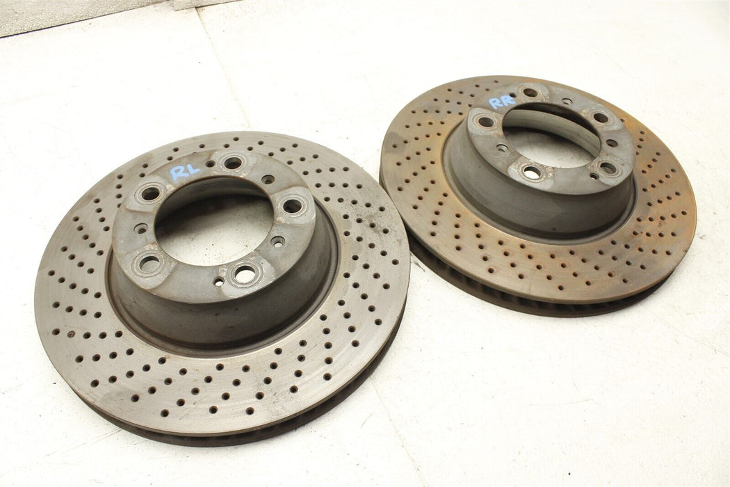 2009 Porsche 911 Carrera Rear Drilled Brake Rotor Disc Set Factory OEM 05-12