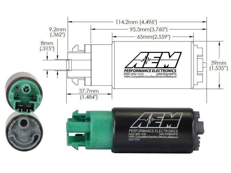 AEM 320LPH 65mm Fuel Pump Kit w/ Mounting Hooks - Ethanol Compatible 50-1215