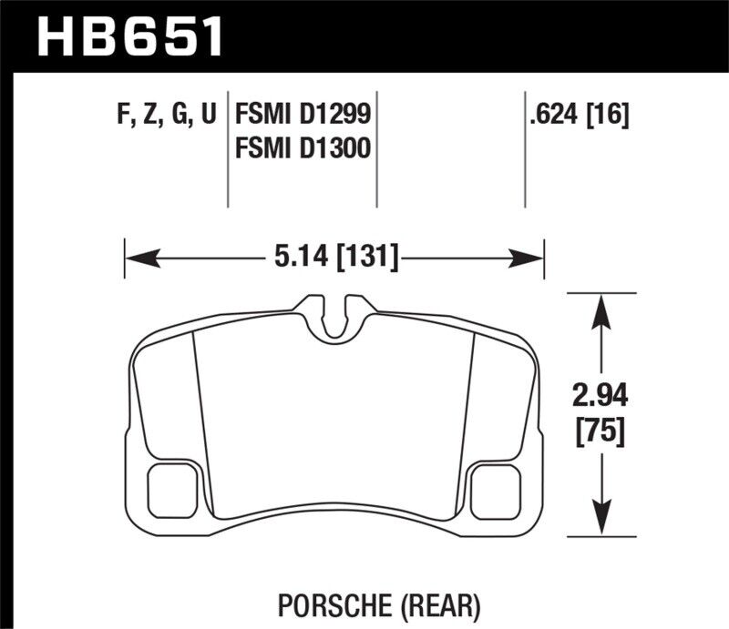 Hawk HB651Z.624 Performance Ceramic Disc Brake Pad For 07-11 Porsche 911 3.6