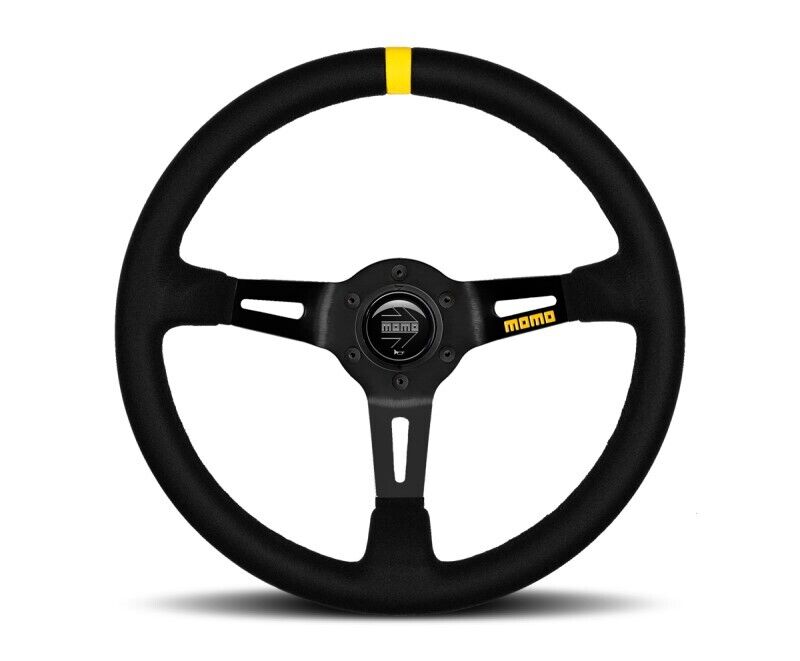 Momo MOD08 Steering Wheel 350 mm -  Black Suede/Black Spokes/1 Stripe