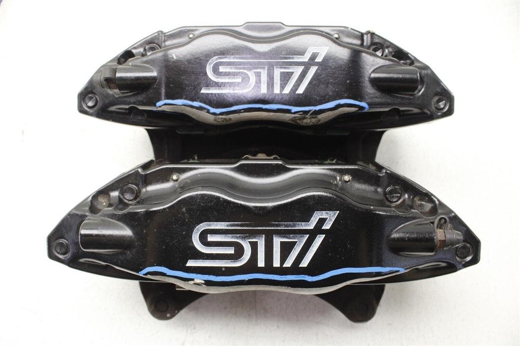 2009 Subaru WRX STI Black Front Brembo Brake Caliper Set Shaved Faces 08-17