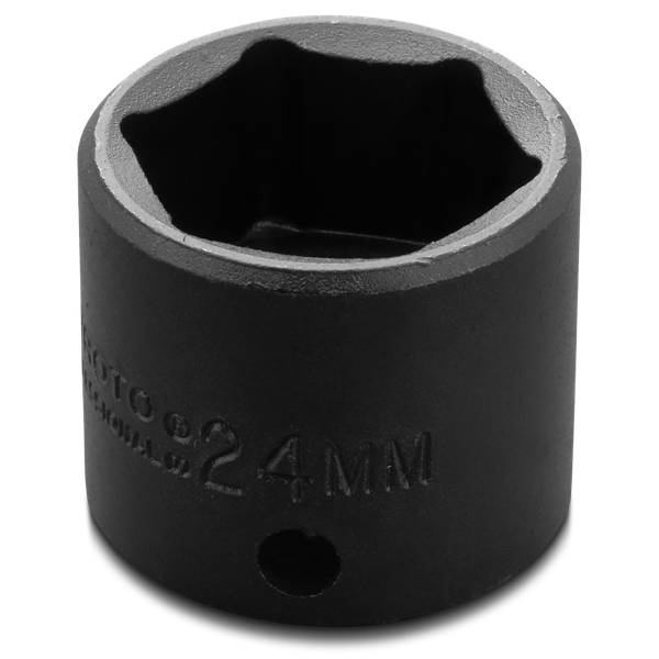 Proto 3/8'' Drive, 24mm Af Socket Impact Std 6 Pt, Steel Black, 1.3/32''L 7224M