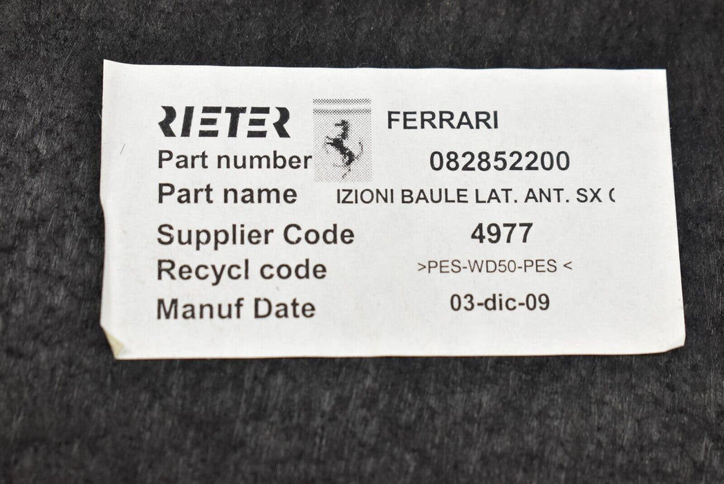 2010 Ferrari California Left Carpet Trim Piece Cover 082852200