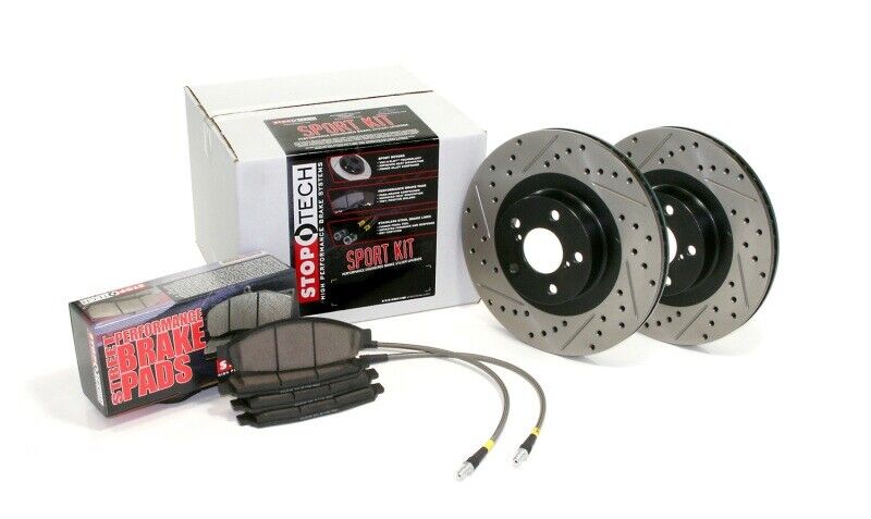 StopTech 978.33010F Sport Slotted and Drilled Front Brake Kit w/ Brake Lines
