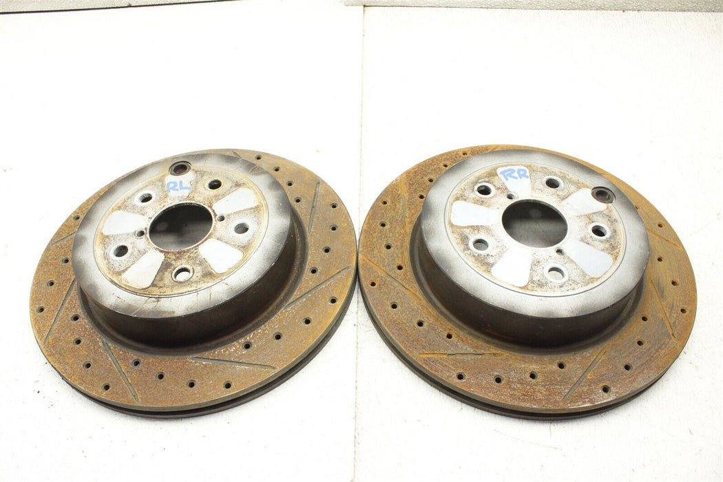 Rear Slotted And Drilled Rotor Disc Set Pair for 2008-2014 Subaru WRX STI 08-14