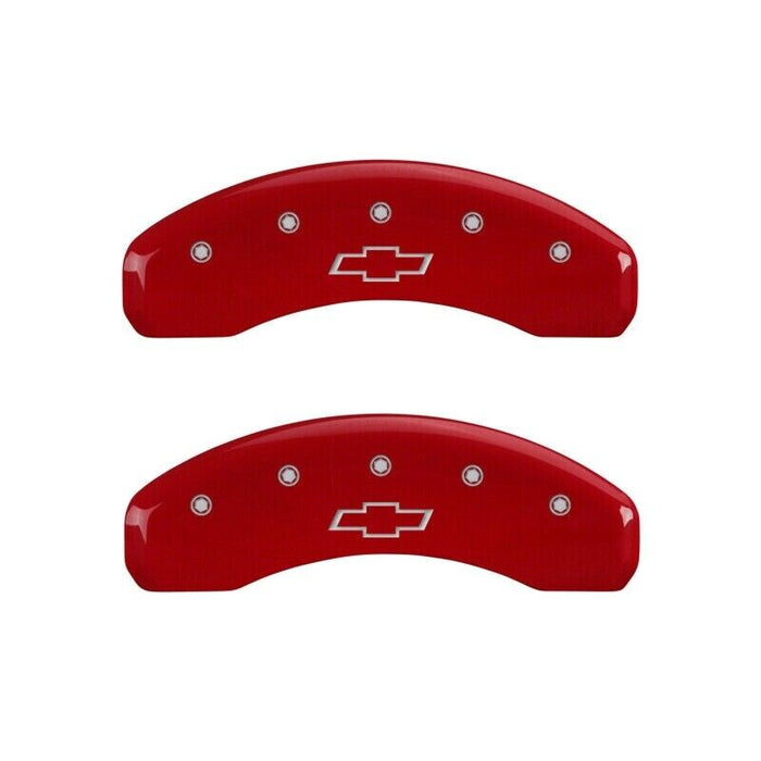 MGP Caliper Covers 14004SBOWRD Set of 4: Red Finish Silver Bowtie